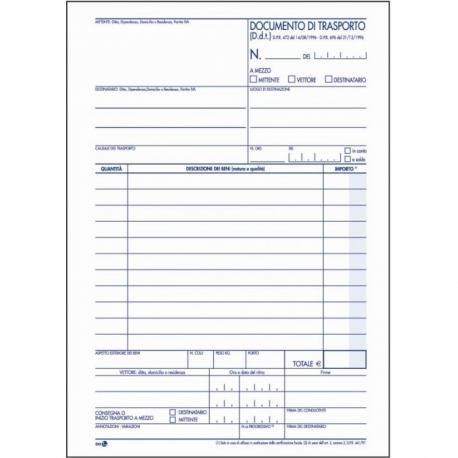 DOCUMENTO DI TRASPORTO 3 COPIE 15X22,5 BM MOD. 270.3