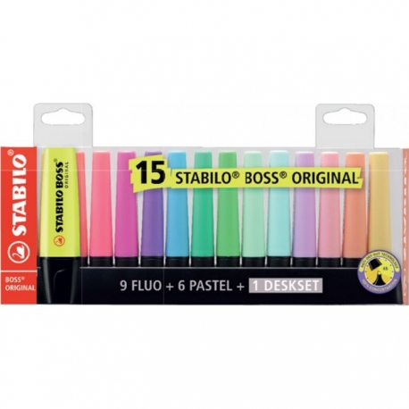 EVIDENZIATORE BOSS STABILO + BOSS PASTEL DESK 15 PZ.