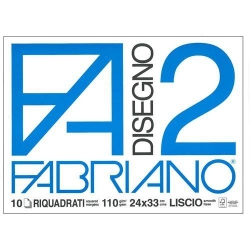 BLOCCO DISEGNO F2 24X33 20 FG. FABRIANO RIQUADRATO 110 GR.