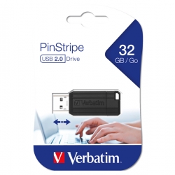 PEN DRIVE 32GB VERBATIM USB 2.0 Store'n'Go PinStripe Nera