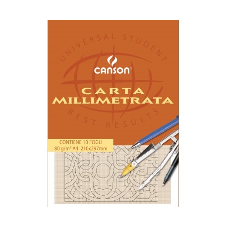 CARTA MILLIMETRATA 80 gr. BLOCCO 10 FOGLI