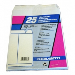 BUSTA BIANCA A SACCO CON PATELLA ADESIVA 23 X 33 conf.25 pz. BLASETTI