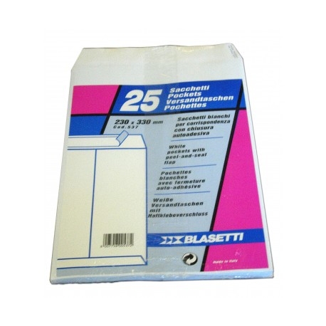 BUSTA BIANCA A SACCO CON PATELLA ADESIVA 23 C 33 conf.25 pz. BLASETTI