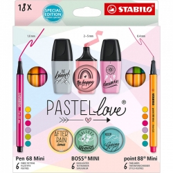 SET MINI WORLD PASTEL LOVE 18 PEZZI STABILO