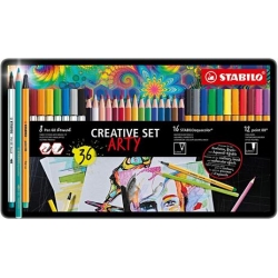 SCATOLA METALLO 36 PZ. STABILO CREATIVE SET ARTY