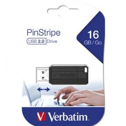 PEN DRIVE 16GB VERBATIM USB 2.0 Store'n'Go PinStripe Nera
